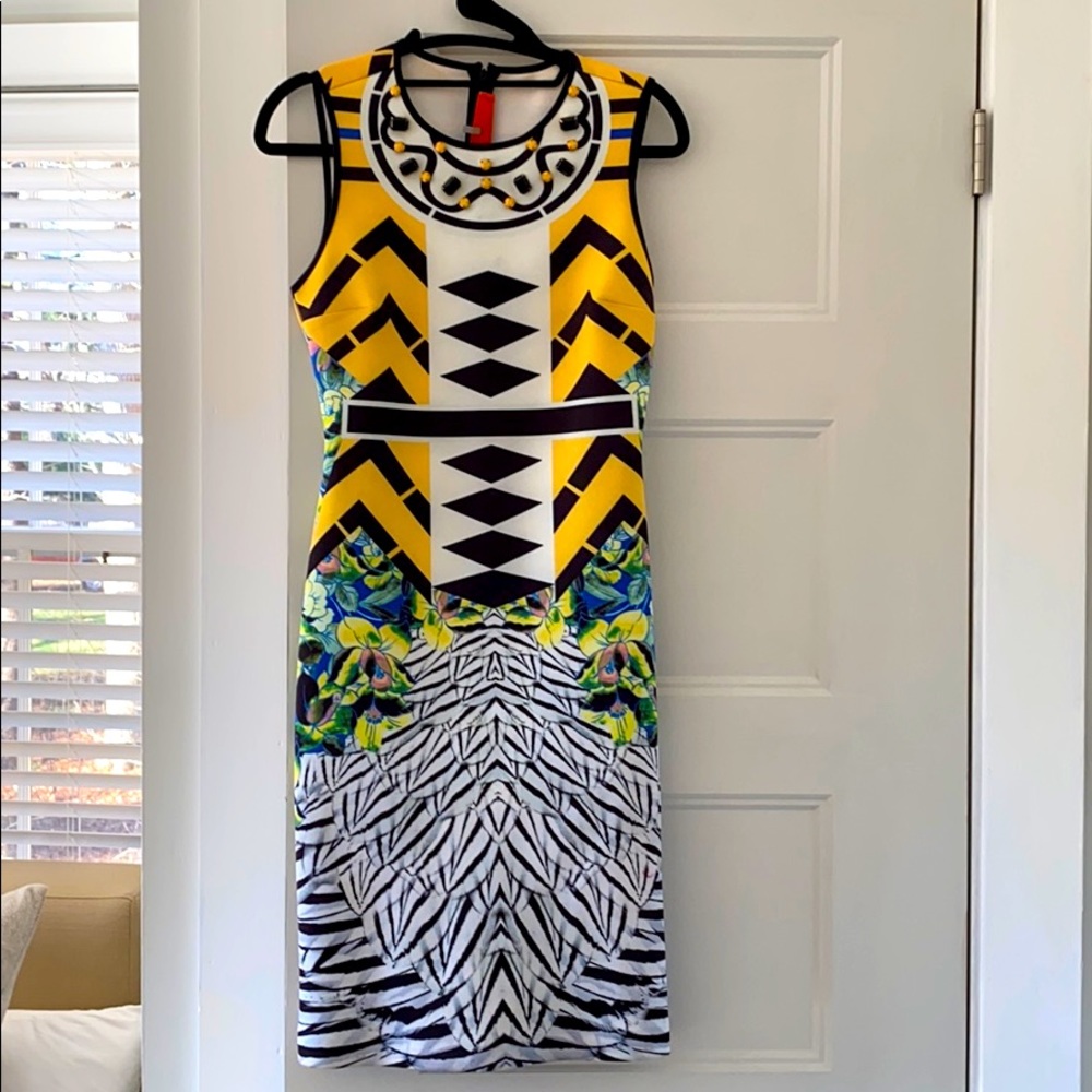 Clover Canyon Toucan Dress in Neoprene with Jewels